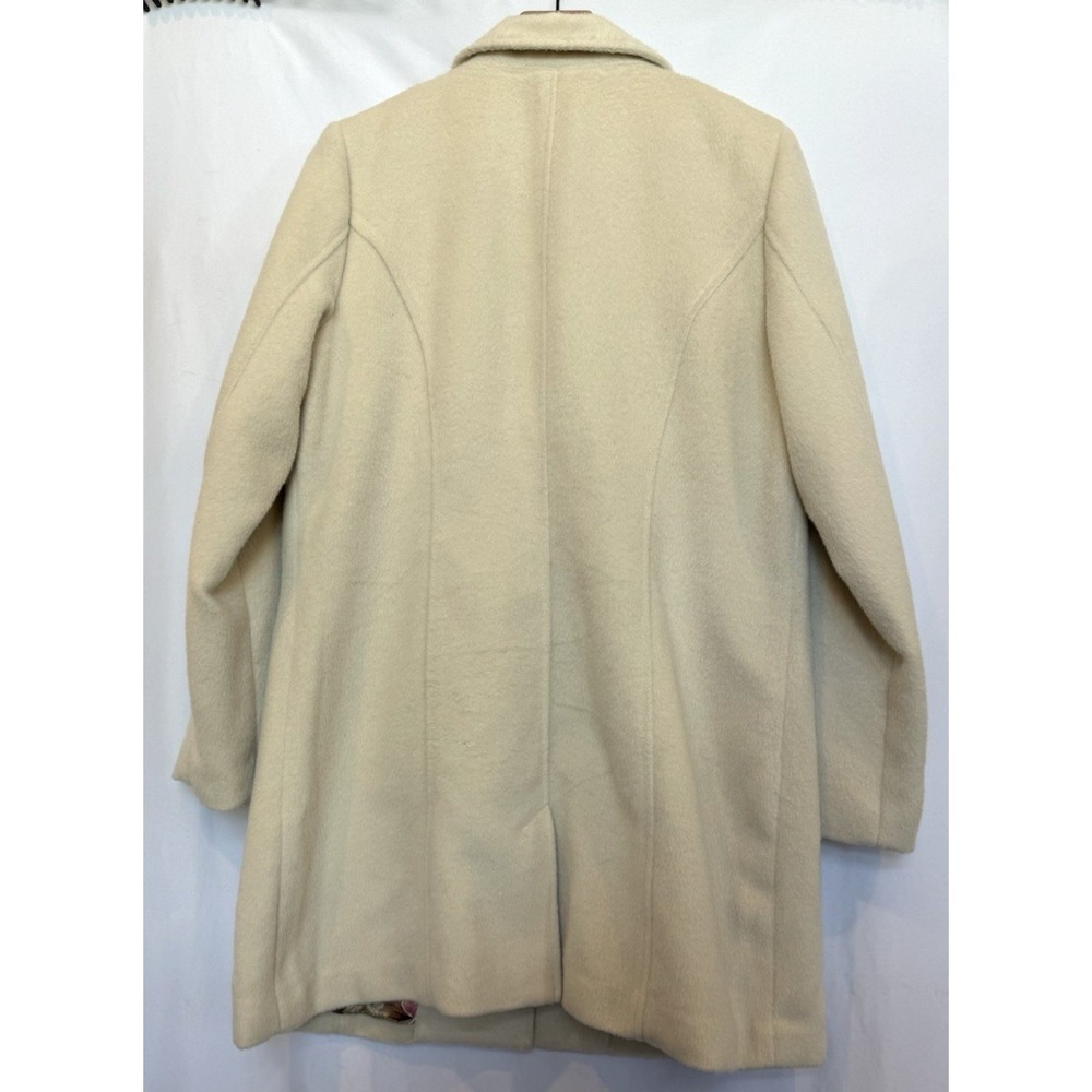 Isaac Mizrahi Womens Floral Lined Pea Coat Size 10 Cream Preppy Classic Timeless - Picture 10 of 13